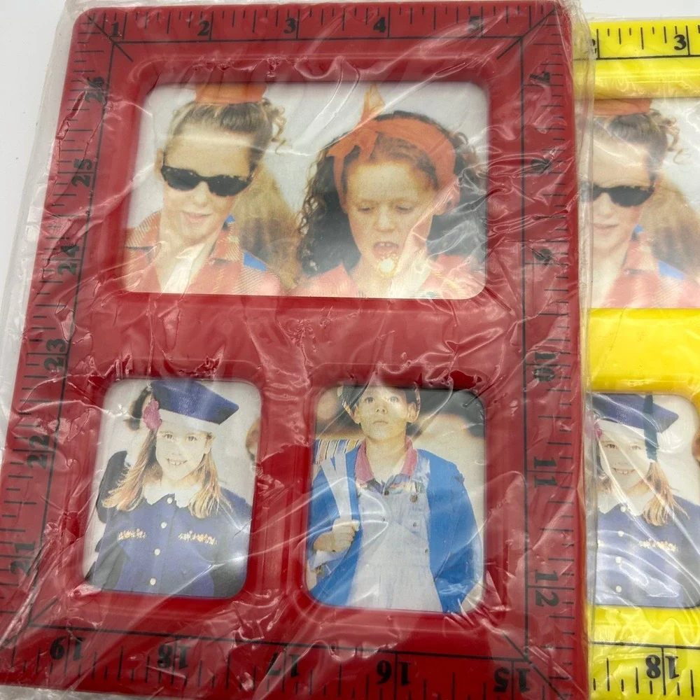Vintage Nicole Designs Ruler Photo Frames Lot of‎ 3 Red Yellow Schoolhouse 90s